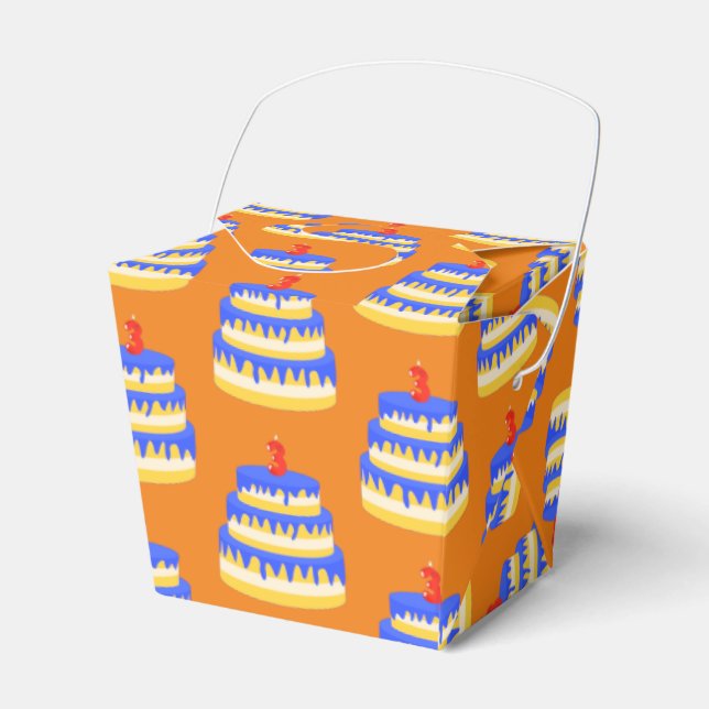 3rd Birthday Blue Cake Favour Box (Front Side)