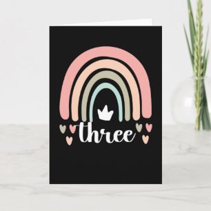 3rd Birthday Boho Rainbow Party Kids 3 Years Old Card