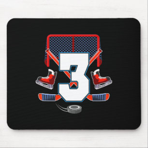 3rd Birthday Boy Ice Hockey Theme 3 Year Old Party Mouse Mat