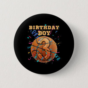 3rd Birthday Boy Three 3 Years Old Basketball Play 6 Cm Round Badge