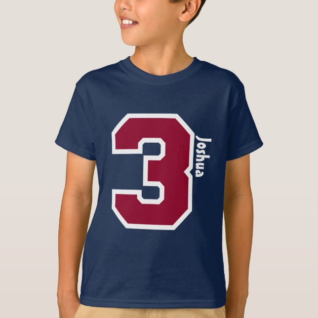 3rd Birthday Boy Three Year Custom Name V01B T-Shirt (Front)