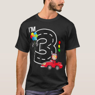 3rd Birthday Boys Race Car RaceCar  3 Year Old  T-Shirt
