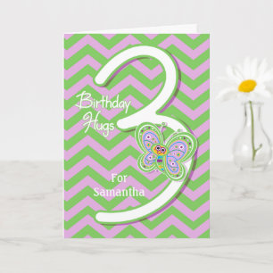 3rd Birthday Butterfly Hugs Custom Card