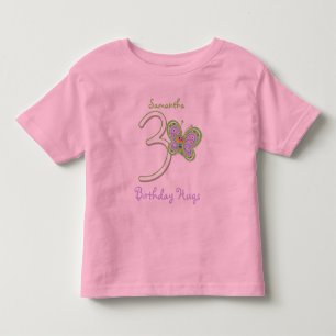 3rd Birthday Butterfly Hugs Custom Name Toddler T-Shirt