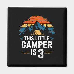 3rd Birthday Camping Shirt For 3 Year Old Kids Cam Magnet