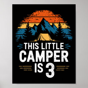 3rd Birthday Camping Shirt For 3 Year Old Kids Cam Poster