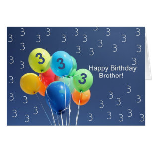 3rd Birthday Card coloured balloons Brother