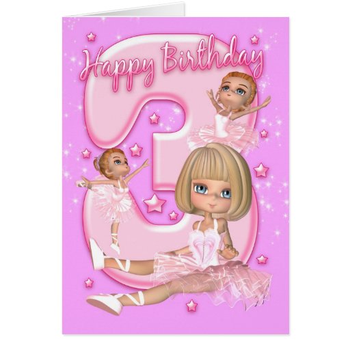 3rd Birthday Card With Cute Ballerina | Zazzle