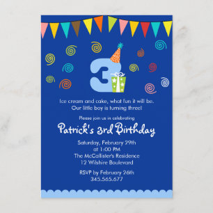 3rd Birthday Children's Party Invitation