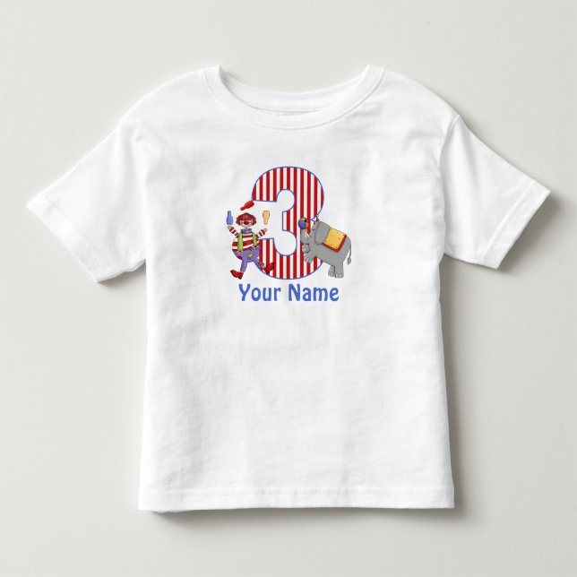 3rd Birthday Circus Personalised T-shirt (Front)