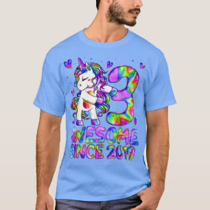 3rd Birthday Colourful Tie Dye 3 Year Old Unicorn T-Shirt