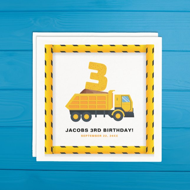 3rd Birthday Construction Party Napkins  (3rd Birthday Party Napkin )