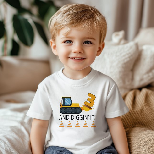 3rd Birthday Construction T-Shirt – Yellow Dump  (Three Year Old Construction Birthday Boy Themed Party Tee)