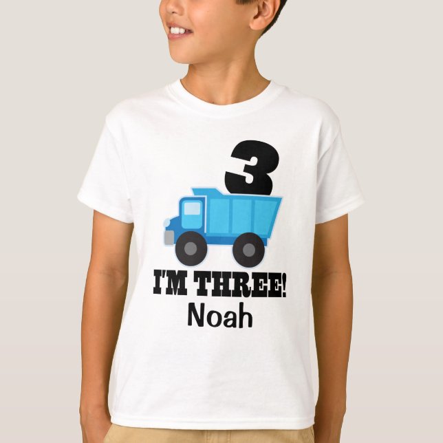 3rd Birthday Construction Truck 3 Year Old Boy T-Shirt (Front)