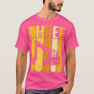 3rd Birthday Construction Truck Boys Excavator T-Shirt
