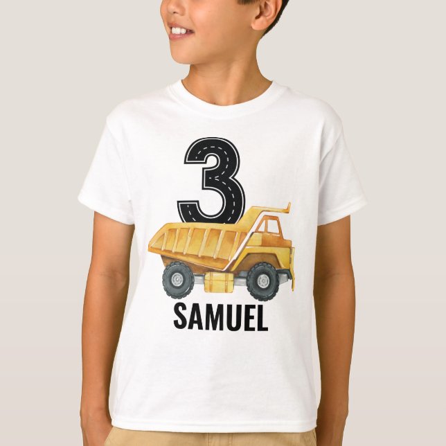 3rd Birthday Construction Truck Dump Truck T-Shirt (Front)