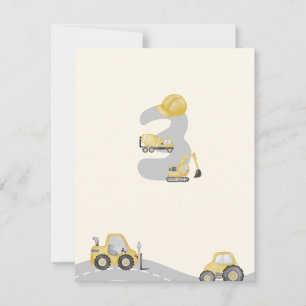 3rd birthday construction trucks invitation