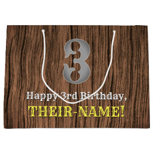 3rd Birthday: Country Western Inspired Look, Name Large Gift Bag