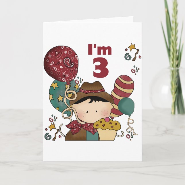 3rd Birthday Cowboy T-shirts and Gifts Card (Front)