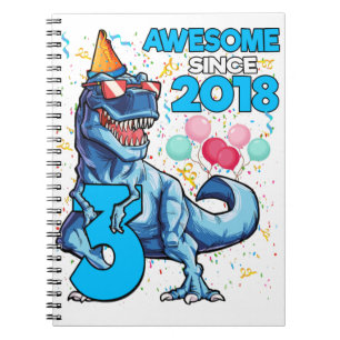 3RD Birthday Dinosaur 3 Year Old Boy Kids Awesome Notebook