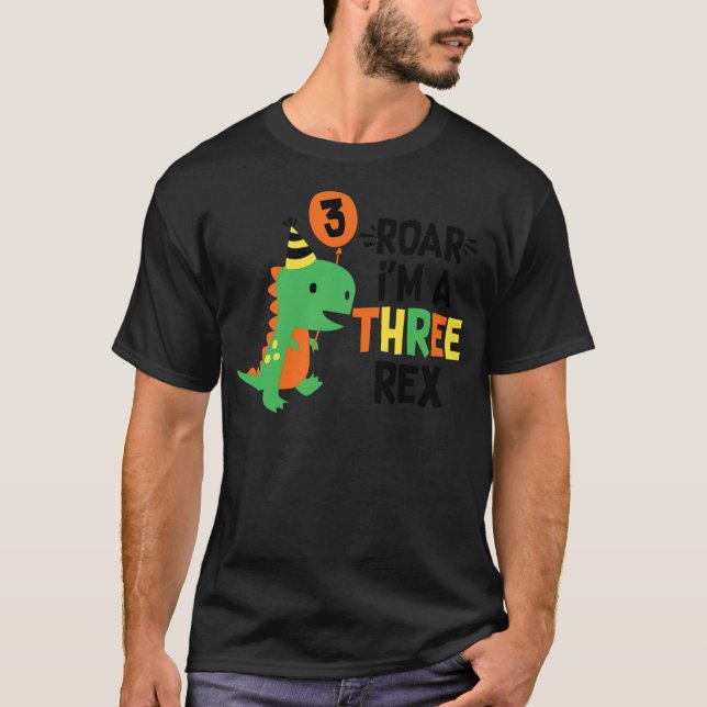 3rd Birthday Dinosaur Boys T-Rex Matching Family P T-Shirt (Front)