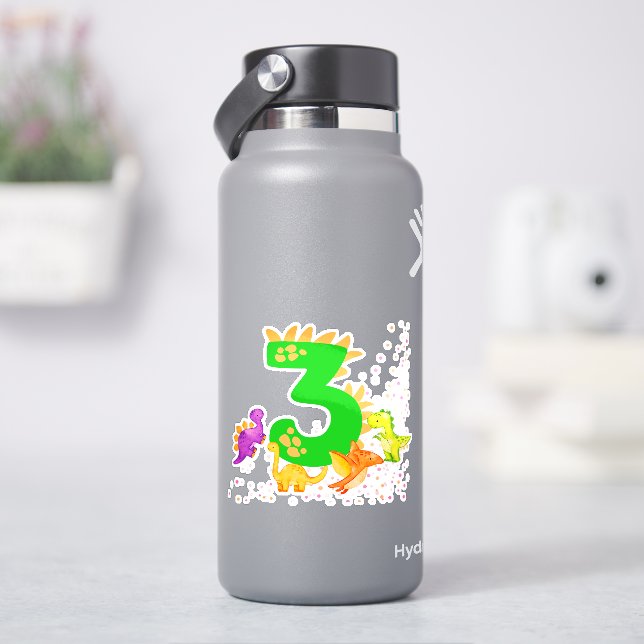 3rd Birthday. Dinosaur Design. My third birthday.  (HydroFlask)