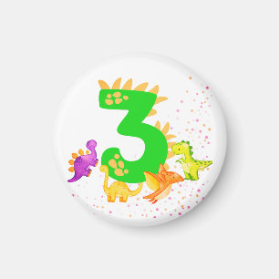 3rd Birthday. Dinosaur Design. My third birthday. Magnet