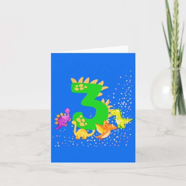 3rd Birthday. Dinosaur Design. My third birthday.  Note Card (Front)