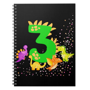 3rd Birthday. Dinosaur Design. My third birthday. Notebook