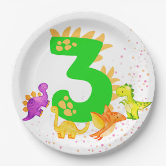 3rd Birthday. Dinosaur Design. My third birthday. Paper Plate