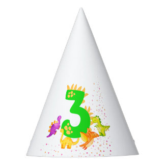 3rd Birthday. Dinosaur Design. My third birthday. Party Hat