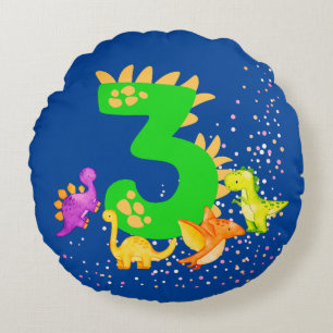 3rd Birthday. Dinosaur Design. My third birthday. Round Cushion