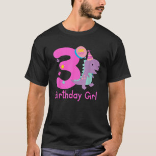 3rd Birthday Dinosaur Girl T Rex Matching Family P T-Shirt