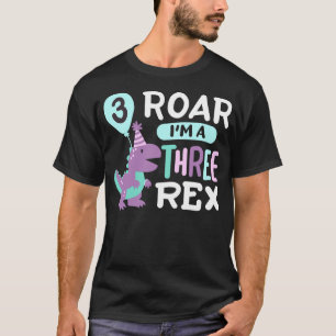 3rd Birthday Dinosaur T Rex Roar Three Rex 3 Years T-Shirt