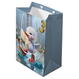 3rd Birthday Duck Dancing In a Rain Puddle Medium Gift Bag