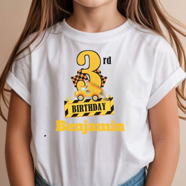 3rd Birthday Dump Druck construction theme Party  T-Shirt (Creator Uploaded)