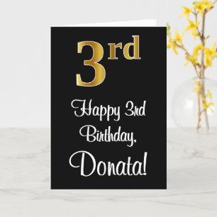 3rd Birthday ~ Elegant Luxurious Faux Gold Look # Card