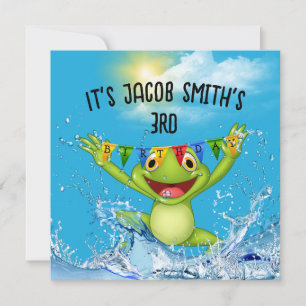 3rd Birthday Frog Jumplng in Water Invitation