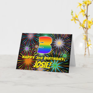 3rd Birthday: Fun, Colourful Celebratory Fireworks Card