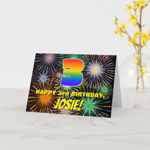 3rd Birthday: Fun, Colourful Celebratory Fireworks Card