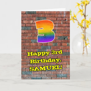3rd Birthday: Fun Graffiti-Inspired Rainbow 3 Card