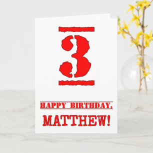 3rd Birthday: Fun, Red Rubber Stamp Inspired Look Card