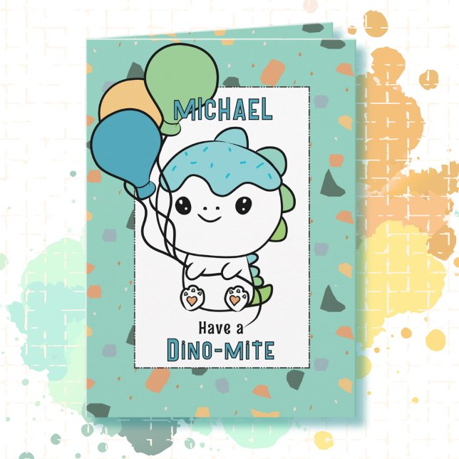 3rd Birthday Funny Dinosaur Cartoon Adorable Cute Card (Creator Uploaded)