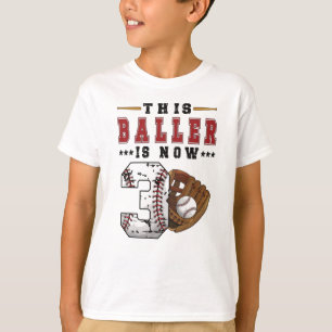 3rd Birthday Gift Baseball Player 3 Year Old Boy T-Shirt