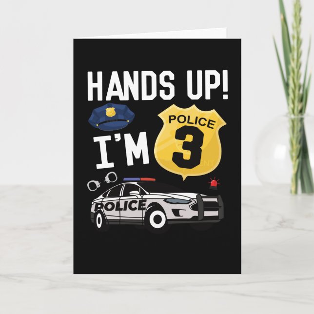 3rd Birthday Gift Police Officer 3 Year Old Boy Card (Front)