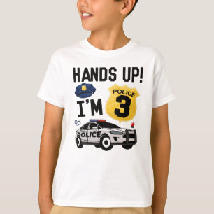 3rd Birthday Gift Police Officer 3 Year Old Boy T-Shirt