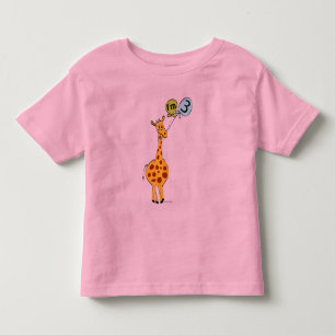 3rd Birthday Giraffe and Balloons Toddler T-Shirt