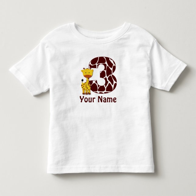 3rd Birthday Giraffe Personalised T-shirt (Front)