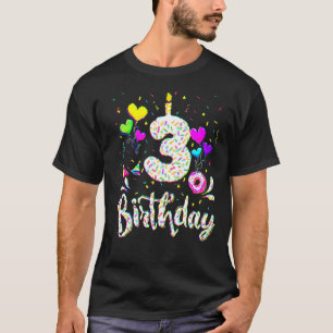 3rd Birthday Girl 3 Years Old Bday Doughnut Party T-Shirt