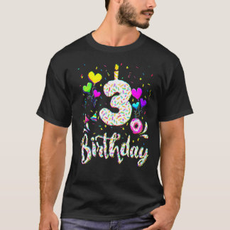3rd Birthday Girl  3 Years Old Bday Doughnut Party T-Shirt